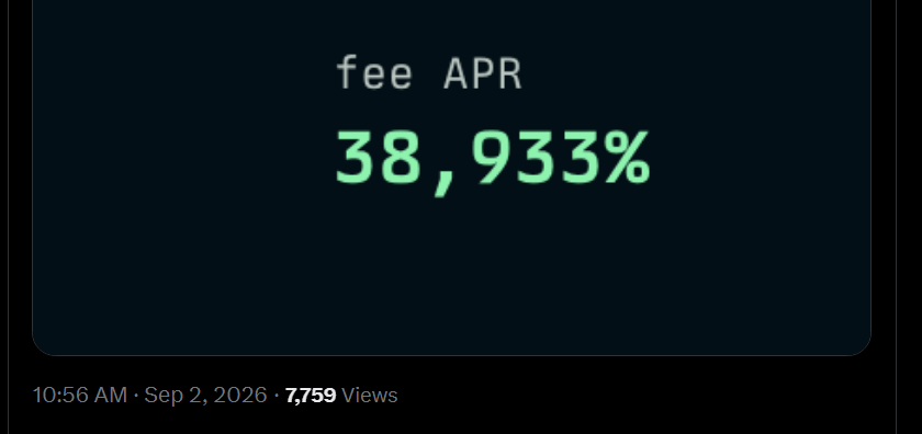 Social post discussing a high fee APR